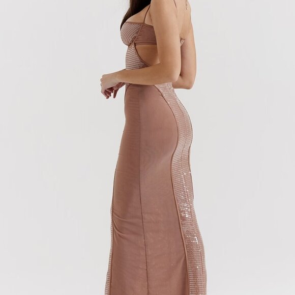 HOUSE OF CB 'Bonita' Cafe Au Lait Sequin Maxi Dress NWOT - Picture 11 of 15